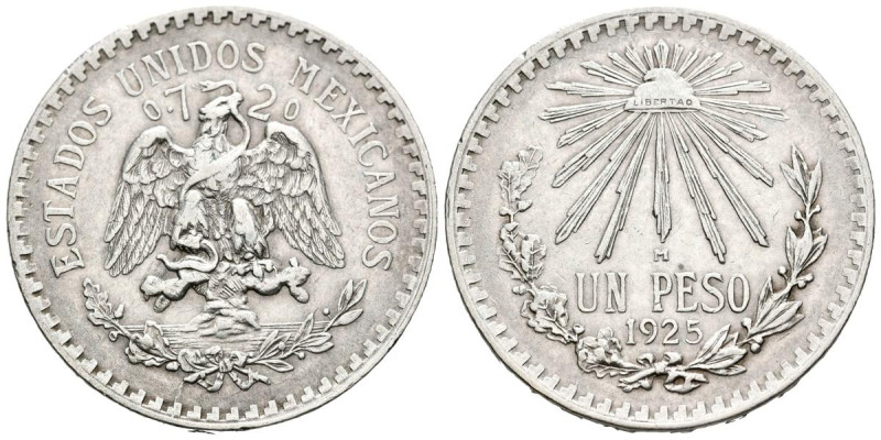 MÉXICO. 1 Peso (Ar. 16,49g/34mm). 1925. (Km#455). EBC-.