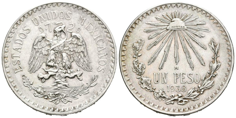 MÉXICO. 1 Peso (Ar. 16,69g/34mm). 1938. (Km#455). EBC+.