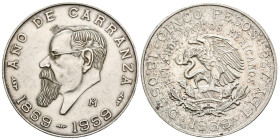 MÉXICO. 5 Pesos. (Ar. 17,96g /36mm). 1959. Año de Carranza. (Km# 471). EBC-.