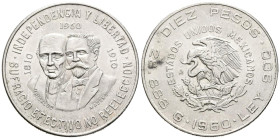 MÉXICO. 10 Pesos. (Ar. 28,75g/40mm). 1960. 150 Aniversario de la Independencia. (Km#476). EBC+.