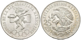MÉXICO. 25 Pesos (Ar. 22,45g/38mm). 1968. Juegos Olímpicos de México 68. (Km#468). EBC.