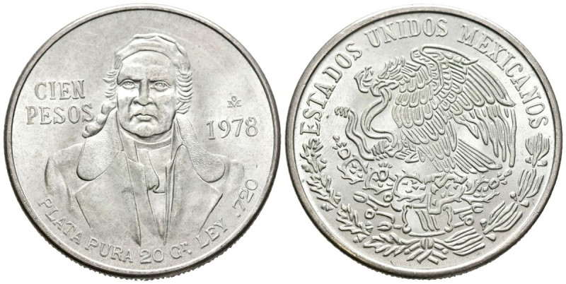 MÉXICO. 100 pesos. (Ar. 27,80g/39mm). 1978. (K# 483.2). SC-.