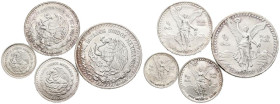 MÉXICO. Magnífico conjunto de 4 monedas de plata de 1/2, 1/4, 1/10 y 1/2 de Onza. 1992. Todas las piezas SC. Escasas así.