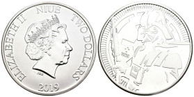 NIUE. 2 Dollars (Ar. 31,20g/39mm). 2019. Star Wars. Darth Vader. (Km#UC-374). Plata de 0,999 milésimas. PROOF.
