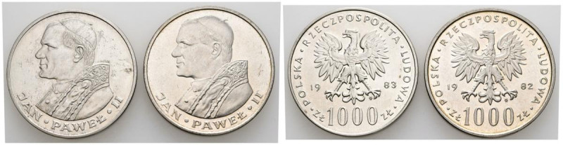 POLONIA. Pareja de 1000 Zlotych acuñados en plata en 1982 y 1983. Juan Pablo II....