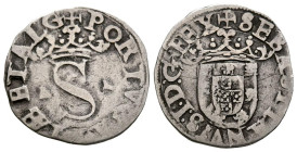 PORTUGAL. Vintém (Ar. 1,56g/19mm). S/D. Sebastiao I (1557-1578). (Gomes 29.22). ETALG en leyenda. MBC-.