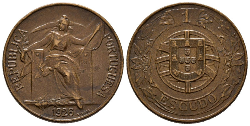 PORTUGAL. 1 Escudo (Ae. 7,94g/27mm). 1926. (Km#576). MBC+. Muy escasa.