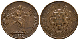 PORTUGAL. 1 Escudo (Ae. 7,94g/27mm). 1926. (Km#576). MBC+. Muy escasa.
