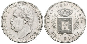 INDIA (Portuguesa). Rupia. (Ar. 11,60g/30mm). 1882. Luis I . (Gomes 14.01). EBC-. Marquitas.