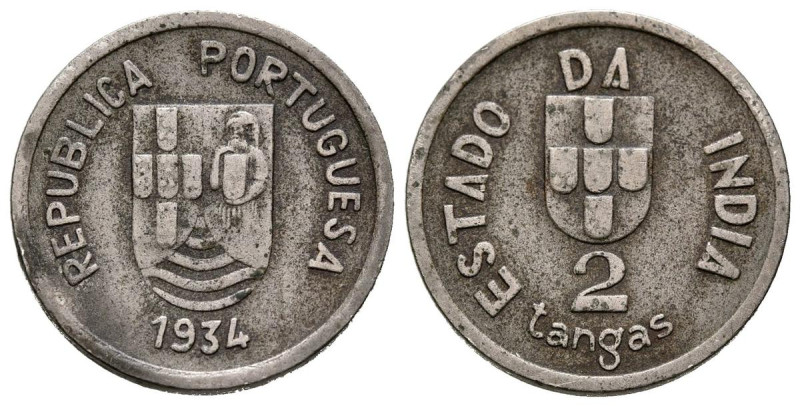 India (Portuguesa). 2 Tangas (CuNi. 3,00g/19mm). 1934. (Gomes 04.01). MBC. Escas...