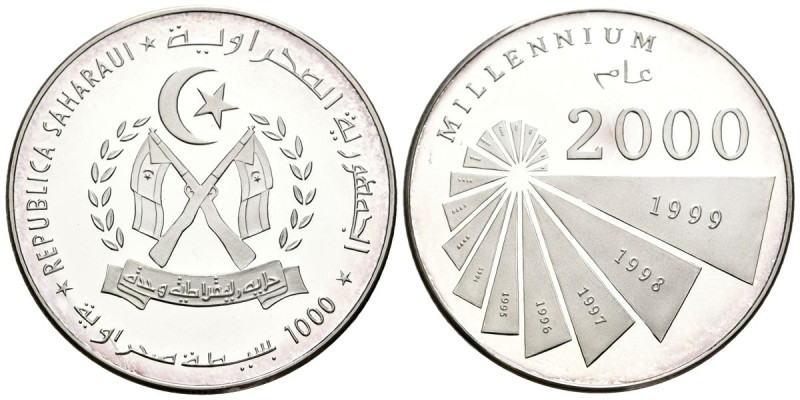 REPÚBLICA SAHARAUI. 1000 Pesetas (Ar. 14,96g/35mm). 2000. Millenium. (Km#60). PR...