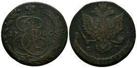 RUSIA, Catalina II. 5 Kopeks. (Ae. 49,55g/41mm). 1700. Ekaterinburgo. (Km#59.3). MBC-. Rara variante de fecha.