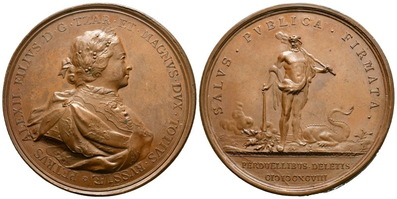 RUSIA, Pedro I (1682-1725). Medalla en conmemoración de la derrota de Streltzy. ...