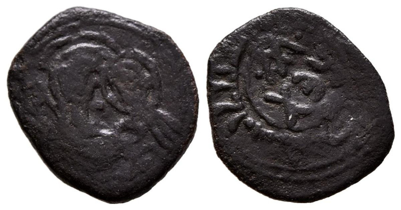 SICILIA, Guillermo I (1154-1166). Follaro. (Ae. 1,33g/15mm). Messina. (Spahr 99)...