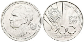 YUGOSLAVIA. 200 Dinares (Ar. 14,93g/32mm). 1977. 85 Aniversario del Nacimiento de Josip Broz Tito". (Km#64a). SC."