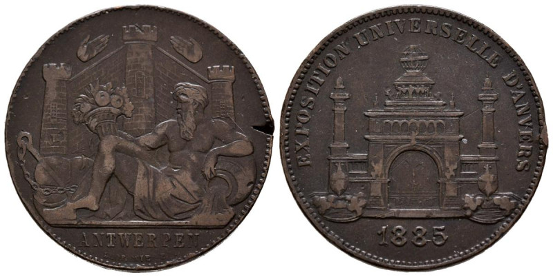 BÉLGICA. Exposición Universal Ámberes (Ae. 9,96g/31mm). 1885. Leopold Wiener. MB...