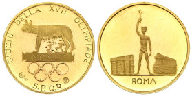 ITALIA. Juegos Olímpicos de Roma 1960. (Au. 6,90g/22mm). Grabador: R.Signorini. EBC+.