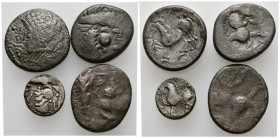 GRECIA ANTIGUA. Conjunto de 4 monedas de plata de distintos módulos de imitación. A EXAMINAR.
