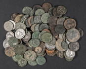 HISPANIA ANTIGUA e IMPERIO ROMANO. Interesante conjunto de más de un centenar de monedas de bronce de distintas cecas íberas y diferentes emperadores ...
