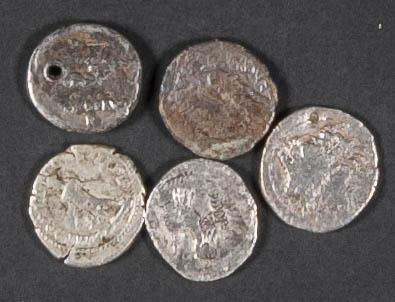 REPUBLICA ROMANA e IMPERIO ROMANO. Conjunto de 5 Denarios de distintas familias ...