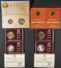 JUAN CARLOS I (1975-2014). Interesante conjunto formado por 5 sets de monedas y medallas presentadas en estuches oficiales y acuñadas por la FNMT. Pru...