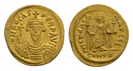 Byzantinisch/byzantin Phocas. 602-610.Solidus (4.46 g), AD Constantinople. O N FOCUS PERP AVG, draped and cuirassed bust of Phocus facing, wearing cro...