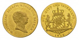 Deutschland / Germany Bayern Maximilian I. Joseph, 1806-1825 Dukat 1814. "Für Gott und Vaterland". 3,48g. AKS 38, J.112, GOLD fast unzirkuliert