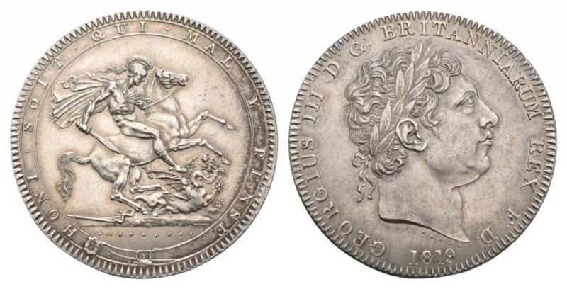 England George III., 1760-1820 Crown 1819, Jahr 59. Dav. 103, S. 3787 selten in ...