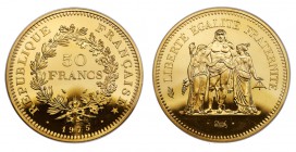 Frankreich / France Frankreich Königreich FRANKREICH 5. Republik seit 1958. 50 Francs 1975. Dickabschlag (Piéfort). 102,07 g. Monnaie de Paris, Certif...