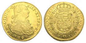 Kolumbien / Columbia Carlos IV., 1788-1808 8 Escudos 1807 P-JF, Popayan. 23,63 g Feingold. C./C./T. 80, Fb. 52, Schl. 759. vorzüglich bis unzirkuliert...