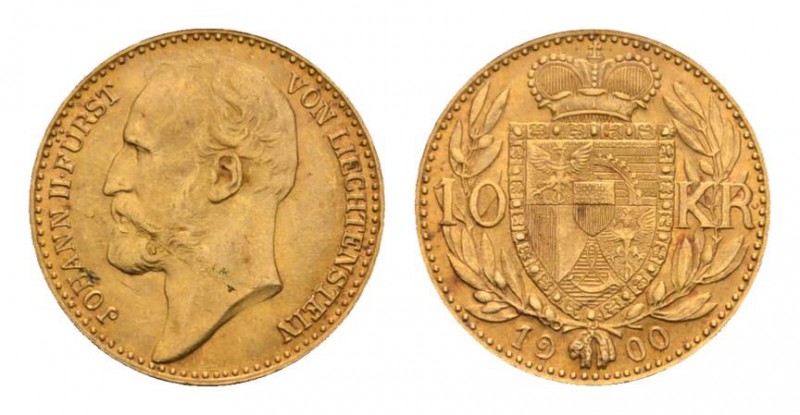 Liechtenstein Prince John II (1858-1929) 10 Kronen 1900 Fried. 14 Gold 3,35 g. O...