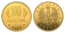 Österreich / Austria / Autriche Gold der Habsburger Erblande und Österreichs Österreich 1. Republik 1918-1938. 100 Schilling 1929 23,52 g, 900/1000 bi...