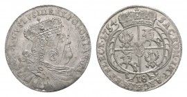 Polen Friedrich August II. von Sachsen (August III.), 1733 - 1763. Ort (18 Gr.) 1754 EC. Leipzig. 5.52 g. Kopicki 2111. Gum. 2158. Prachtexemplar FDC