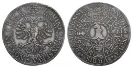 Schweiz / Switzerland /Suisse Schweiz, Basel-Stadt, Kanton. AR Doppeltaler o.J. (49 mm, 56.40 g), um 1640. Av. Baslerstab im Wappenkreis. Rev. Nimbier...