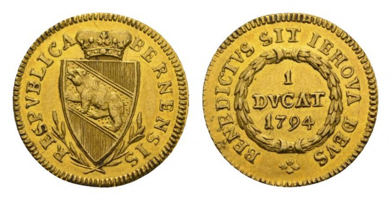 Schweiz / Switzerland /Suisse Bern, Stadt. AV Dukat 1794 (21 mm, 3.45 g). Av. RE...
