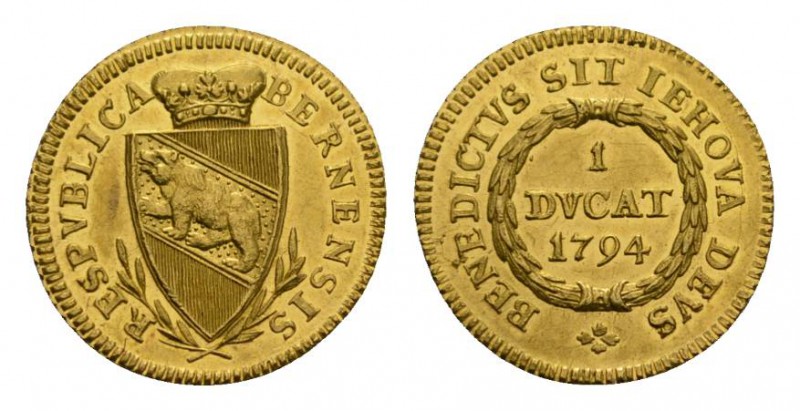Schweiz / Switzerland /Suisse Bern, Stadt. AV Dukat 1794 (21 mm, 3.45 g). Av. RE...