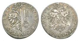 Schweiz / Switzerland /Suisse Genf 1/4 Taler 1623 R-G. Münzmeister Jean Richard et François Grenus (1622-1625). Demole 428, D./T. 1660a, HMZ 2-316a. 6...
