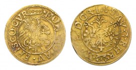 Schweiz / Switzerland /Suisse Chur Bistum. Johann V. Flugi von Aspermont, 1601-1627. Goldgulden o. J., HMZ 2-404a mit Titel von Matthias. 3,03 g. D./T...