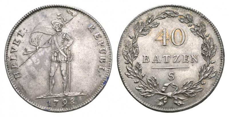 Schweiz / Switzerland /Suisse Helvetische Republik 40 Batzen 1798 S, Solothurn H...