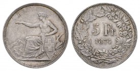 Schweiz / Switzerland /Suisse Eidgenossenschaft 5 Franken 1851. 24.97 g. Divo 5. HMZ 2-1197b. Gutes vorzüglich selten