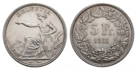Schweiz / Switzerland /Suisse Schweiz, Eidgenossenschaft. AR 5 Franken 1850 A (24.94 g), Mzst. Paris. Dav. 376, Divo 1 MS 64 fast FDC