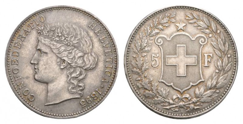 Schweiz / Switzerland /Suisse Schweiz Eidgenossenschaft 5 Franken 1895. 25,02 g....