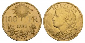 Schweiz / Switzerland /Suisse Schweiz, Eidgenossenschaft. AV 100 Franken 1925 (32.27 g), Münzstätte Bern. Friedb. 502, Divo 359, HMZ 2-1193. Erhaltung...