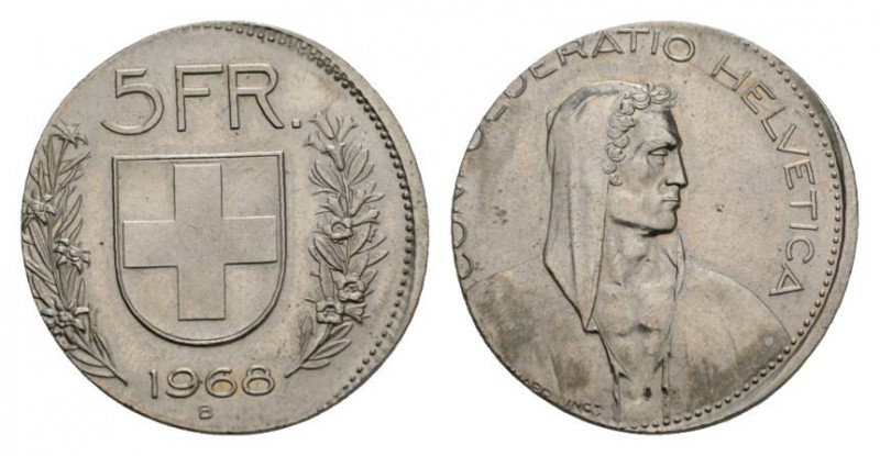 Schweiz / Switzerland /Suisse Schweiz Abart Fehlprägungen 5 Franken 1968, auf 2 ...