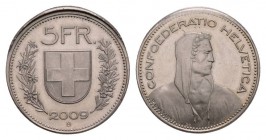 Schweiz / Switzerland /Suisse Schweiz 2009 5 Franken Cu-Ni Abart stark dezentriert geprägt, sehr selten unzirkuliert