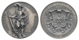 Schweiz / Switzerland /Suisse Aargau Silbermedaille 1896. Aarau. Jubiläumsschiessen der Schützengesellschaft Aarau. 25.15 g. Richter 16a. unzirkuliert...