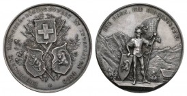 Schweiz / Switzerland /Suisse Schweiz, Eidgenossenschaft. Bern, Interlaken.1888 AR Medaille (45 mm, 36.70 g) Richter 210A selten fast unzirkuliert