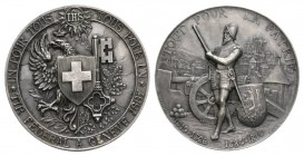 Schweiz / Switzerland /Suisse Genf / Genève Silbermedaille 1887. Eidgenössisches Schützenfest Genf. 38.67 g. Richter 628b. Randfehler vorzüglich
