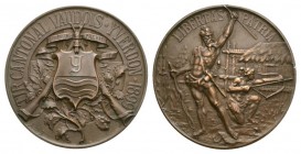 Schweiz / Switzerland /Suisse Waadt / Vaud Bronzemedaille 1899. Tir cantonal vaudois in Yverdon. 30.91 g. Richter 1601b. Vorzüglich-FDC.