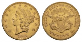 USA Föderation 20 Dollars 1854, Philadelphia. Liberty. Large Date. 30,09 g Feingold. Fb. 169. RR Fast vorzüglich